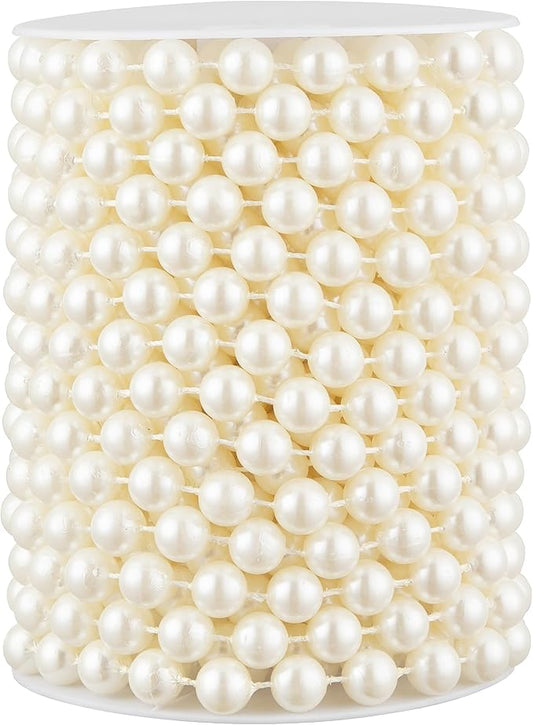 33 Feet Faux Pearl Beads Garland 10mm Craft String Pearls for Wedding Centerpiece Christmas Tree and Flowers Decoration DIY(Ivory)