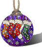 Stained Glass Christmas Decorations, Colorful Socks Suncatcher for Window Christmas Tree Hanging Ornaments Silver Snowflake Sun Catcher Xmas Decor Gifts for Women Men Mom Nana Friend