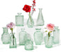 Vintage Small Glass Vases Set of 10,Mini Bud Vases for Flowers,Amber Glass Vases for Centerpieces,Wedding Decorations,Home Table Flower Decor(Sage Green)