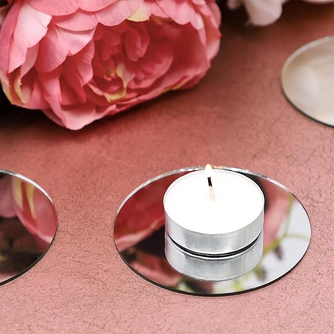 Juvale Glass Mirror Tiles for Crafts - 3 in, Round, Transparent, 50-Pack - Craft Mirrors for DIY & Home Decor