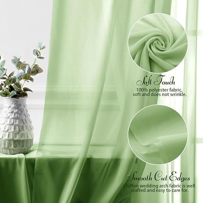 SiinvdaBZX 2 Panels Wedding Arch Draping Fabric 30" x 20Ft Sage Green Sheer Chiffon Fabric Outdoor Extra Long Decorative Drapery Fabric for Party Ceremony Ceiling Curtain Backdrop