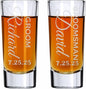 Custom Engraved 2 oz Shot Glass – Personalized Etching – Groomsman & Bridesmaid Gift – Wedding Favor Set of 2
