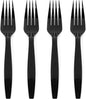 Prestee 100 Black Plastic Forks Heavy-Duty, Heavyweight Plastic Silverware Forks, Fancy Cutlery, Elegant Disposable Forks Pack, Bulk Disposable Flatware, Christmas Holiday Plastic Utensils Set
