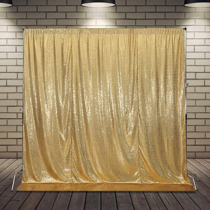 SquarePie Sequin Backdrop Less See Through Thick Background for Photography Glitter Curtain Party 10FT x 10FT Gold