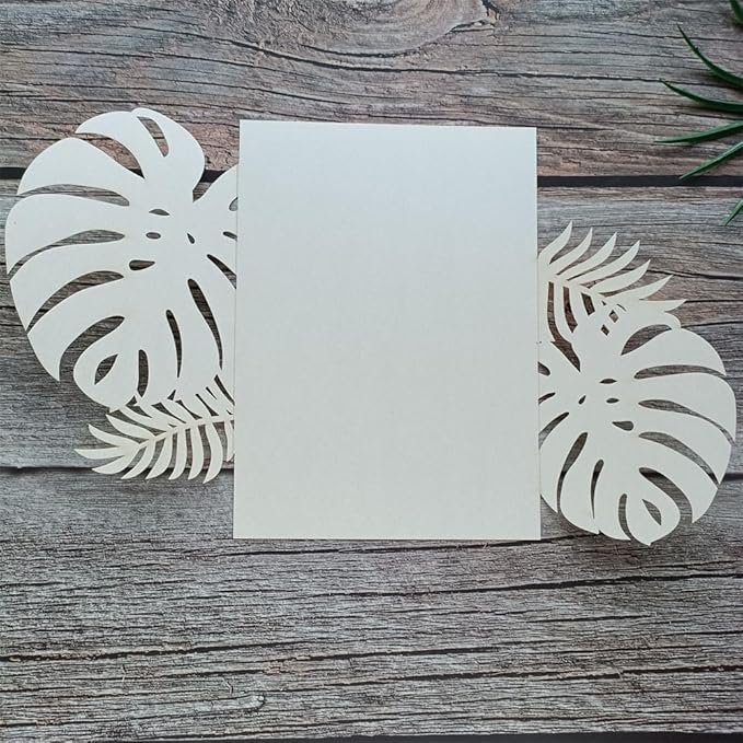 MillaSaw 20pcs Palm Wedding Invitations Cards with Envelopes, for Wedding Bridal Shower Quinceañera Engagement Birthday Invites, Pearl Ivory (ivory)