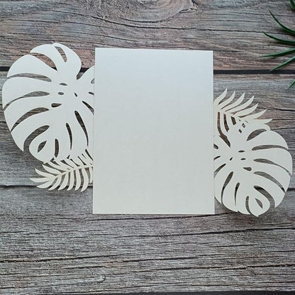 MillaSaw 20pcs Palm Wedding Invitations Cards with Envelopes, for Wedding Bridal Shower Quinceañera Engagement Birthday Invites, Pearl Ivory (ivory)