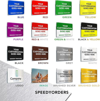 Custom Outdoor Aluminum Signs, Personalized Business Signs, Waterproof Silver Brushed Metal 12x8 In