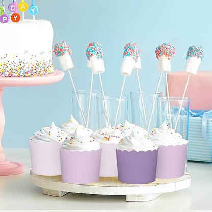 Whaline 120Pcs Purple Paper Baking Cups Scalloped Edge Cupcake Wrappers Gradient Purple Cupcake Muffin Cases for Wedding Birthday Baby Shower, 3 Colors