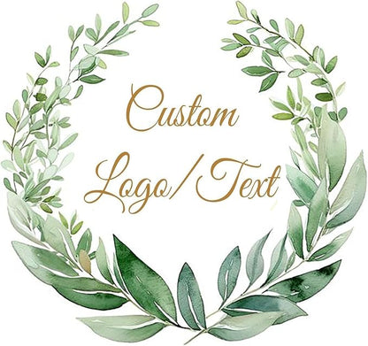 Custom Stickers for Weddings, Birthdays & Businesses - Personalized Labels with Your Logo - Waterproof, Fade and Heat Resistant - Pack of 100-1000 (Wreath D, 3.5 Inch)