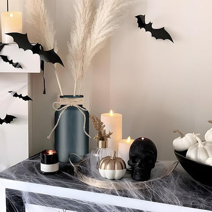 Vintage Glass Flower Vase，12 Pack Farmhouse Black Glass Centerpiece Vases Mason Jars for Halloween Weddings, Parties & Home Decor Bulk (12, Black)