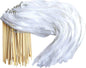 Kingsnow 100 Pieces Lace Wedding Ribbon Wands with Triple Ribbon and Silver Bell Wand Silk Fairy Stick Wand Streamers Party Ribbon Sticks Magic Fairy Wands for Wedding Bridal Shower Photo Prop Send