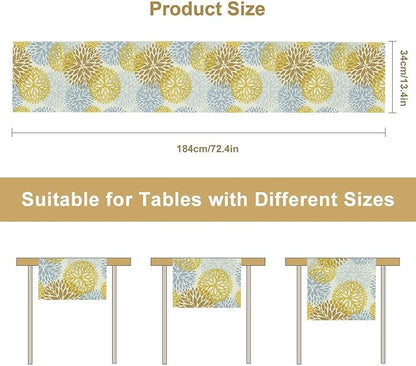 Flowers Table Runner,Spring Summer Floral Pattern Seasonal Farmhouse Kitchen Dining Table Home Party Decoration 13x108 Inch