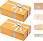 LIFELUM Gift Boxes with Lids,2 Pack 13.85 x 8.35 x 4.45 inch Gold Gift Boxes with Magnetic Lid and Ribbon, Card, Shredded Paper Filler Empty Gift Box for Christmas,Valentine's day,Birthdays
