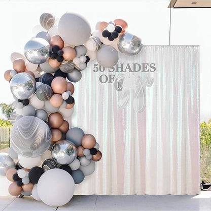 Sugargirl White Iridescent Sequin Backdrop Curtain 2 Panels 2FTx8FT Glitter White Iridescent Background Drapes Sparkle Photography Backdrop for Party Wedding Birthday Wall Decoration