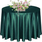 KKJIAF 1 Pack 108 Inch Round Table Cloth, Hunter Green Overlay Round Satin Table Cover, Silky Satin Dining Tablecloths for Wedding Buffet Parties Banquet Decoration