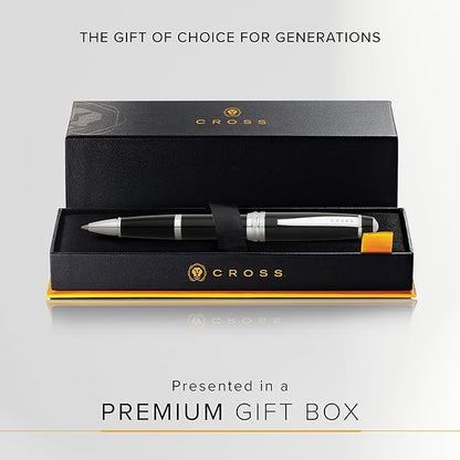 Cross Bailey Refillable Rollerball Pen Presented in a Premium Gift Box - Medium Point, Black Ink, Black