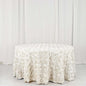 Efavormart 120" Wholesale Round Table Cover Ivory Grandiose Rosette 3D Satin Tablecloth for Wedding Party Event Decoration