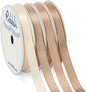Ribbli Champagne Satin Ribbon 3/8 Inch x 4 Rolls Total 40 Yards-Ivory Champagne Ribbon for Gift Wrapping Craft Wedding Decoration