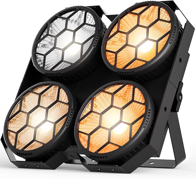 Stage Lights, 4X100W COB Spotlight LED Par Can Retro Lights, 2 in 1 Cool White & Warm White DMX512 Sound Activated Blinder Uplights for Events Parties Wedding Church Concert Studio Show Dance - 1Pack