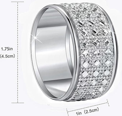 Silver Diamond Napkin Ring Set of 24 Rhinestone Crystal Glass Framed Napkin Holder for Table Decor,Thanksgiving,Christmas,Anniversary, Birthday, Holiday, Party Serviette Buckles Home Decoration
