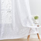 White Sheer Curtains Embroidery 63 Inch Length Rod Pocket Voile Drapes for Living room, Bedroom, Window Treatments Semi Flower Pattern Curtain Panels for Kitchen, Yard, Farmhouse, Set of 2, 52"x 63".