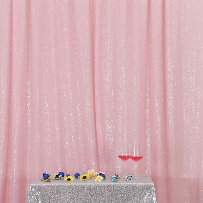 Eternal Beauty Pink Sequin Backdrop, 10x10 Ft Glitter Background Curtains for Shimmer Photography Party Wedding Birthday Back Drop Decor