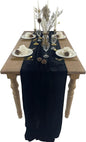Velvet Table Runner, 10ft Luxurious Wedding Reception Decorations Soft Velvet Fabric Table Linen Overlay for Party (20 x 120 inch, Black)