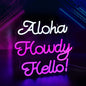 Aloha Howdy Hello Neon Signs for Wall Decor LED Neon Sign for Room Neon Light Sign for Wall Decor Birthday Party USB Powered