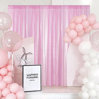 Sugargirl Matte Pink Sequin Backdrop Curtain 4 Panels 2FTx8FT Glitter Pink Background Drapes Sparkle Photography Backdrop for Party Wedding Birthday Wall Decoration
