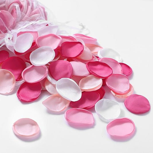 Serwalin 300Pcs Silk Rose Petals Fuschia Flower Petals for Wedding Petals Flower Girl Petals for Christmas Aisle Flower Girl Basket Runner Bridal Shower Table Decor (4 Color Mixes)