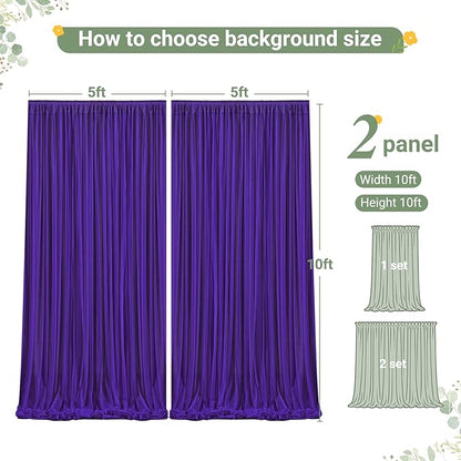 Purple Tulle Backdrop Curtain for Parties Wedding,10ft x 10ft Wrinkle Free Curtain Backdrop,2 Layer Drapes for Backdrop,Polyester Wedding Back Drop for Bridal Shower Birthday Baby Shower Photography