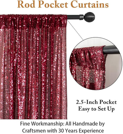 ShiDianYi 8FTx10FT Burgundy Sequin Glitter Backdrop Curtain - Sparkling Photo Booth Background for Weddings, Christmas Parties, Bridal Showers