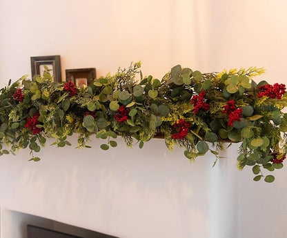 6.3FT Christmas 144 Branch Tips Cedar Garlands, Anna's Whimsy Artificial Pine Cypress Greenery Garland, Decorations Holiday Indoor Outdoor Christmas Decor Winter Garland