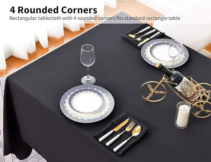 Surmente 10 Pack Black Tablecloth 60 x 102-inch Rectangular Polyester Table Cloth for Weddings, Banquets, or Restaurants