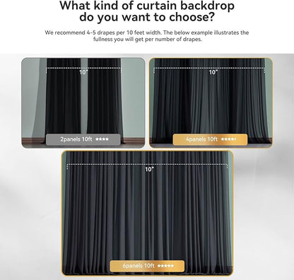 10×10ft Tulle Backdrop Curtains with Lights String - 300LED Fairy Lights Sheer Curtain Backdrop for Weddings Baby Shower and Birthday Party Decorations(6 Panels 5×10ft)