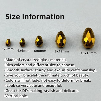 150pcs 4x6mm Teardrop Crystal Glass Beads for Jewelry Making, Faceted Vertical Hole Teardrop Glass Spacer Beads for Wind Chimes Bracelet Earring Necklace DIY Craft(Gold)