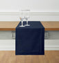 Solino Home Cotton Linen Navy Blue Table Runner 72 Inches Long - Hemstitch Table Runner 14 x 72 Inch for Dresser, Dining, Fall, Autumn, Halloween, Thanksgiving, Christmas, Holiday