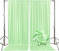 10ft x 10ft Light Green Backdrop Curtains for Parties, Fabric Satin Background Curtain with Rod Pockets for Weddings, Birthday, Baby Shower, Photography, Graduation Party Backdrop Drapes, 2 Panels