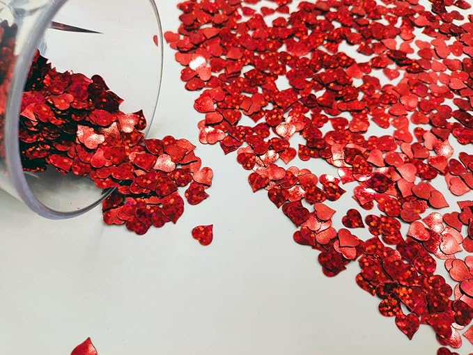4000Pcs Hearts Shape Glitter Cute Sprinkle Party Confetti Table Decoration for Valentine's Day, Celebration, Wedding, Engagement Supplies (Red Hearts)