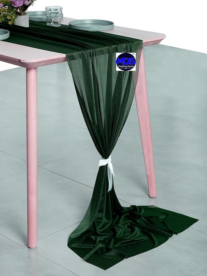 MDS Halloween Chiffon Table Runner - 20 Pack, 29 x 170 Inches, 14ft Each - Sheer Spooky Table Runners for Haunted House Parties, Trick-or-Treat Tables, Witchy Décor, Wedding & Events - Hunter Green