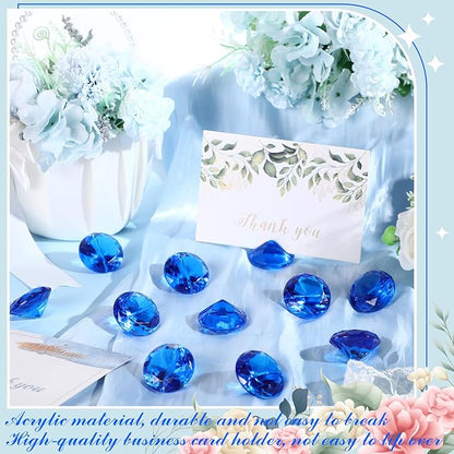 Boao 24 Pack Diamond Place Card Holders Acrylic Table Number Holder Card Stands Crystal Diamond Party Decorations Favor for Weddings Home Table(Dark Blue)