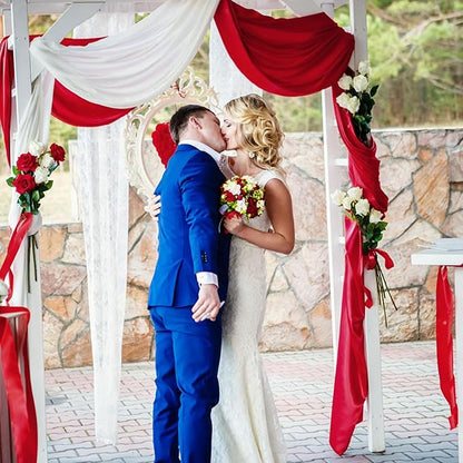 10 x 7 Feet Red Backdrop Curtain for Partie, Background Curtains for Photoshoot, Birthday, Wedding, Halloween, Thanksgiving, Christmas Day, New Year Party Decorations 5Ft x 7Ft, 2 Panels