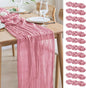 Asee'm 12pcs Cheesecloth Table Runner 120 Inches Long Pink Boho Gauze Cheese Cloth Runner 10FT Rustic Sheer Table Runners for Christmas Wedding Party Baby Shower Spring Easter Decoration