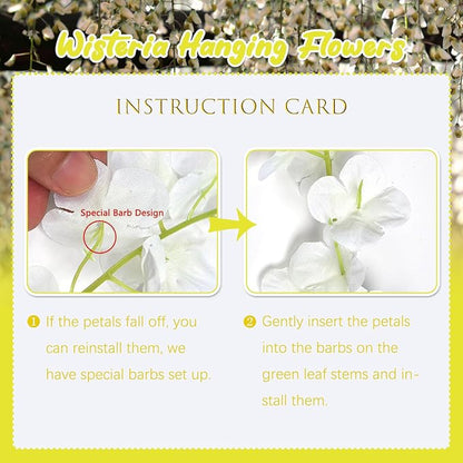 24 Pack Yellow Wisteria Hanging Flowers, 3.4 Ft Fake Hanging Flowers, Artificial Wisteria Garland Vines for Wedding Room Backdrop Outdoor Patio Garden Decoration