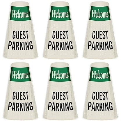 SmartSign 6-Pack "Welcome - Guest Parking" Reflective Cone Message Sleeve Collar, 360-Degree Visibility, Non-Adhesive Vinyl Signs for Traffic Safety Cones, 3-Side Print [Cone Not Included]