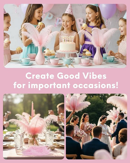 NEWONG 30pcs Light Pink Ostrich Feathers Natural Bulk 8-10inch（20-25cm) Vase Craft Wedding Home Party Centerpieces Christmas Day coquettish Valentine's Day Decoration