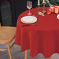 NLMUVW Red Linen Tablecloth Round, Water Resistant Textured Table Cloth Christmas Table Cover for Kitchen Dining Coffee Patry, 36 Inch