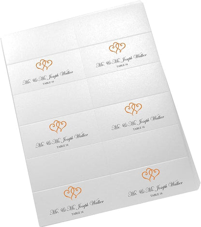 Linked Hearts Printable Place Cards, Orange (Choose Color), Set of 150 (25 Sheets), Laser & Inkjet Printers - Wedding, Party, Dinner, and Special Events - Made in the USA