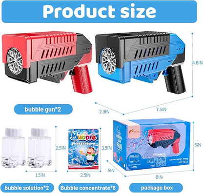 SHCKE Bubble Gun for Kids 2 Packs,Bubble Machine for Kids, 8 Holes Bubble Blaster Gun for Toddlers with LED Lights & Solution, Easter, Party Favor, Outdoor Toys for Boys & Girls