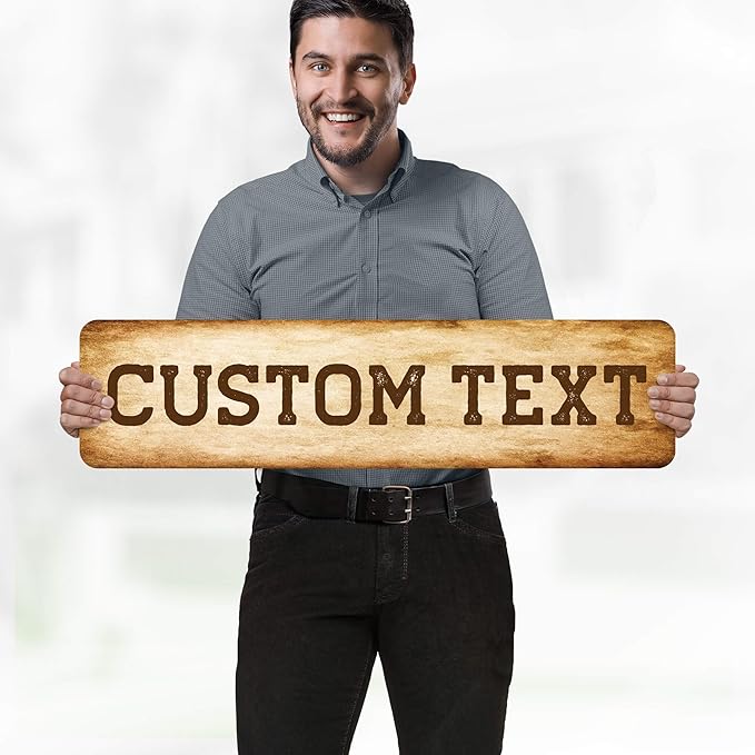 Custom Sign, Custom Street Sign, 11 Font Colors, 13 Font Styles, 4 Hole Options, 22 Sizes, 8x32 Inches, Rust Free DiBound, Fade Resistant, Made in USA by My Sign Center (Vintage)